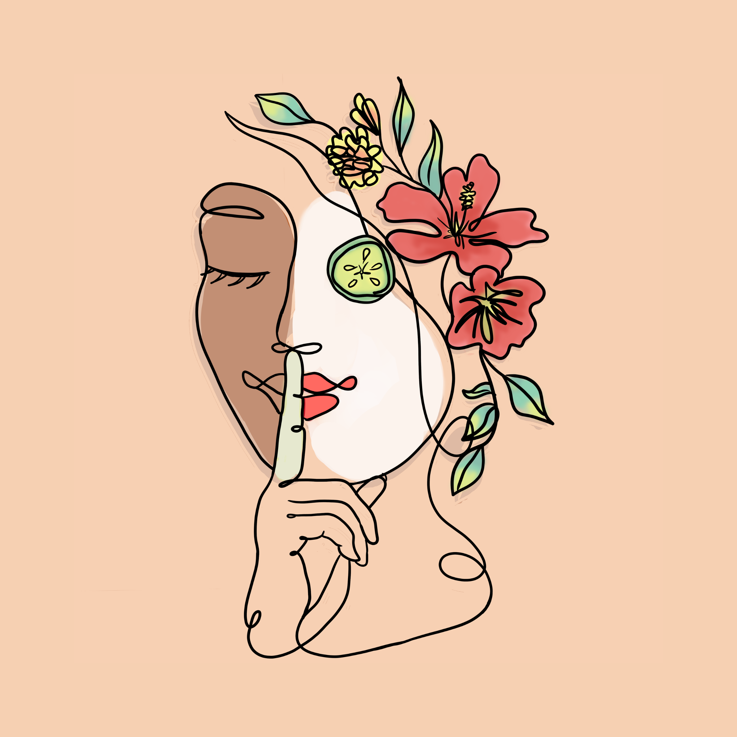 'Hush in Bloom' line art