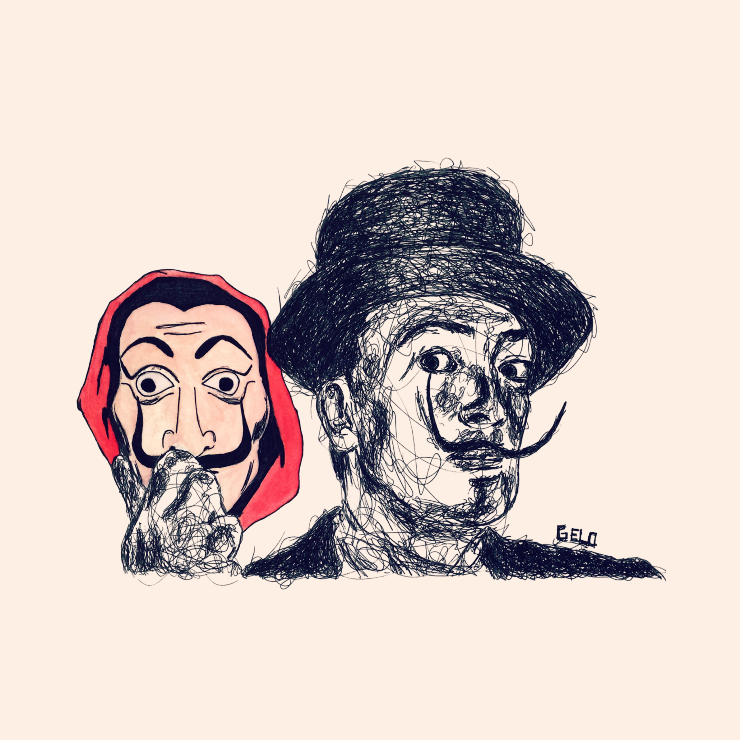 Scribble art of Salvador Dali