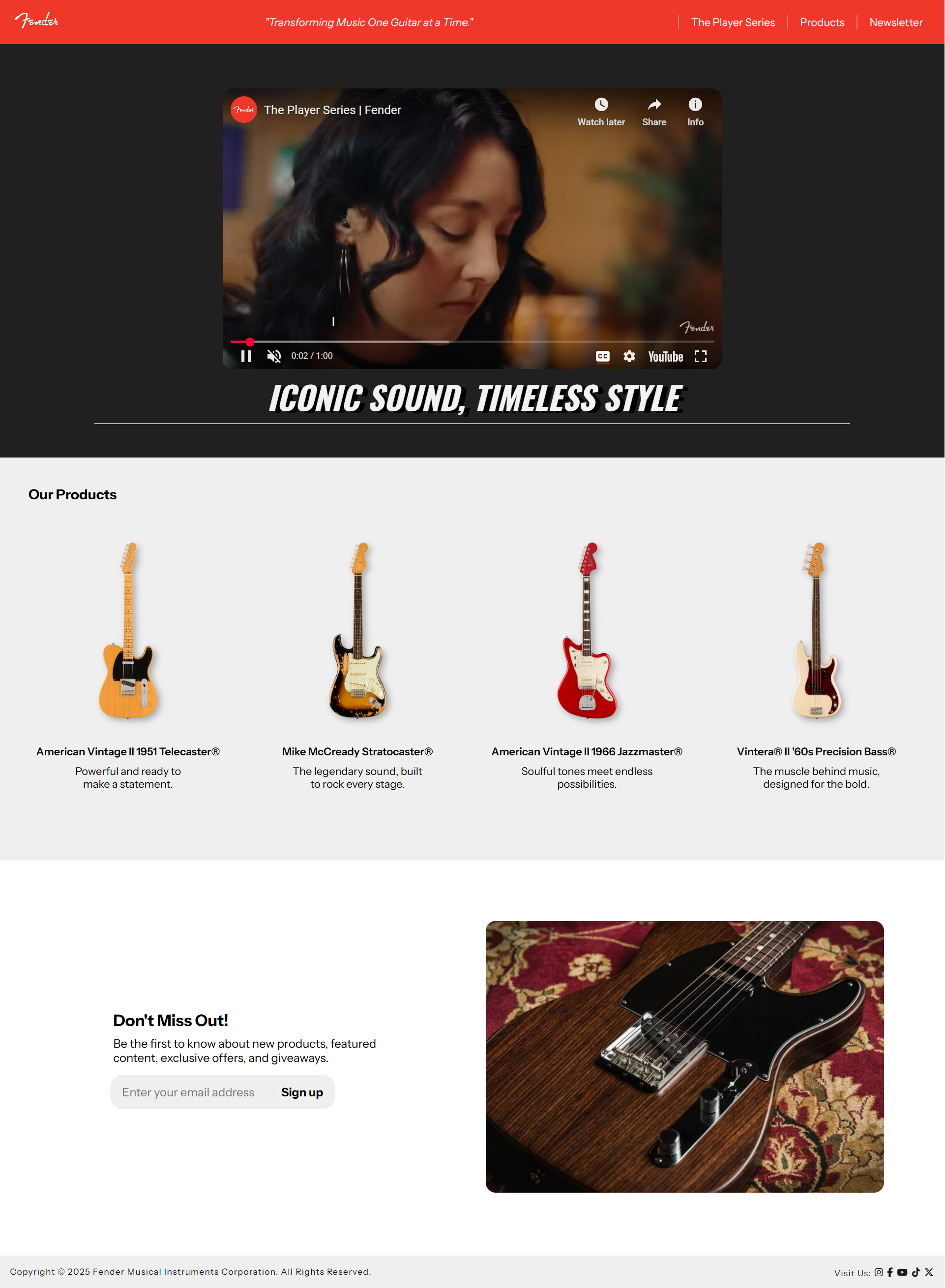 Fender Landing Page